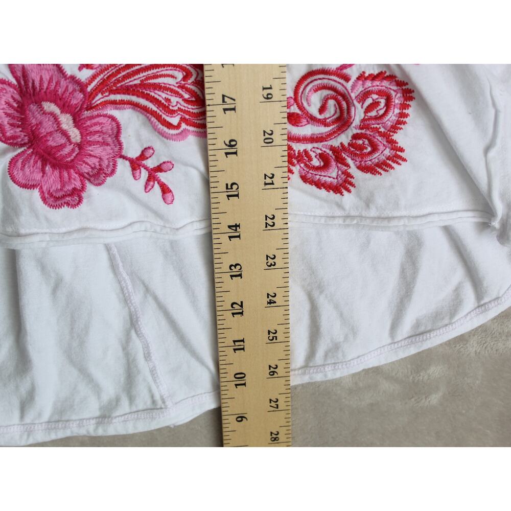 Johnny Was Cassia Swing Top Womens Medium Embroidered Floral White Pink Boho - Picture 5 of 5